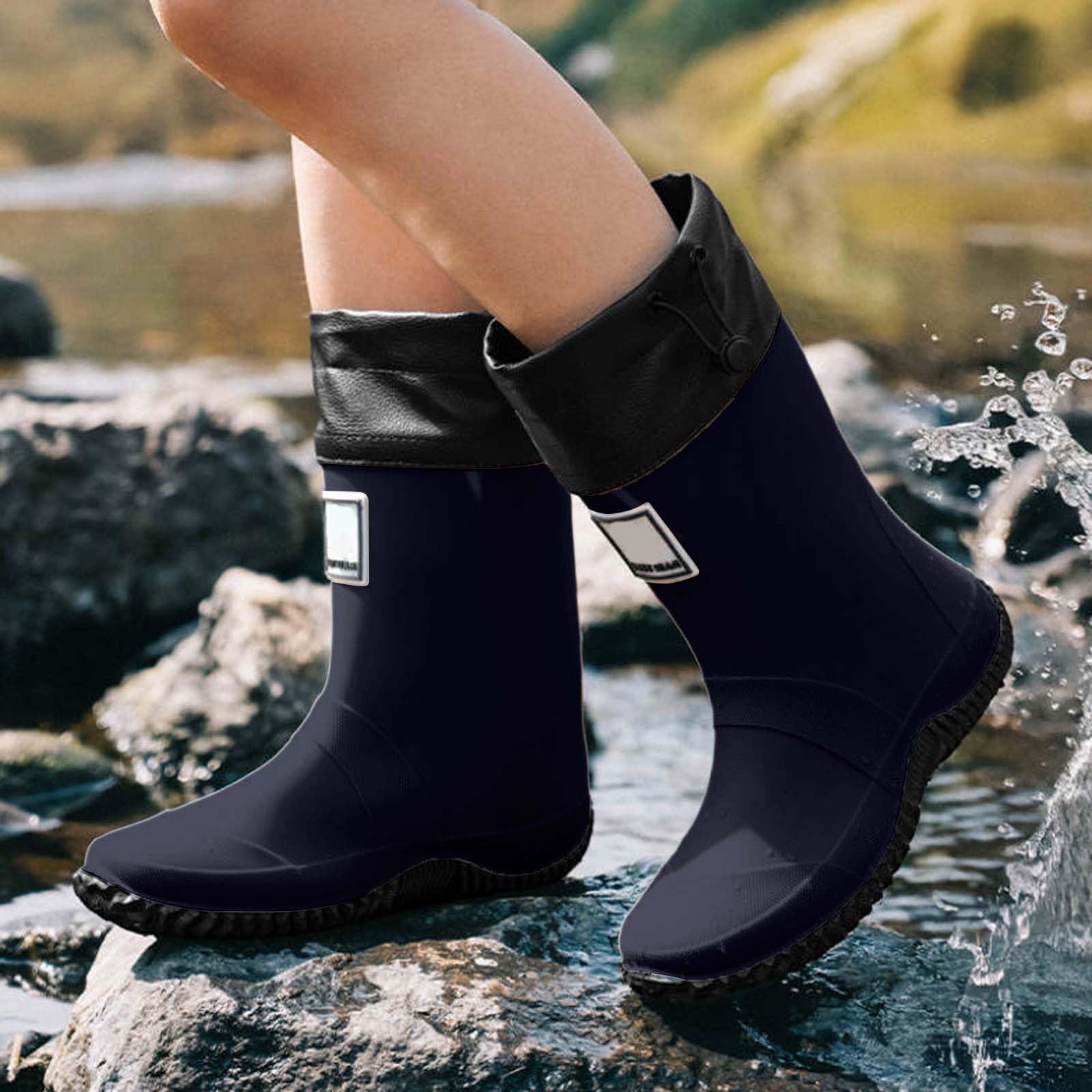 Generisch Botas de lluvia antideslizantes de caña media para mujer | Botas de goma de altura media, suela antideslizante, impermeables, cómodas, ideales para trabajo al aire libre y ocio