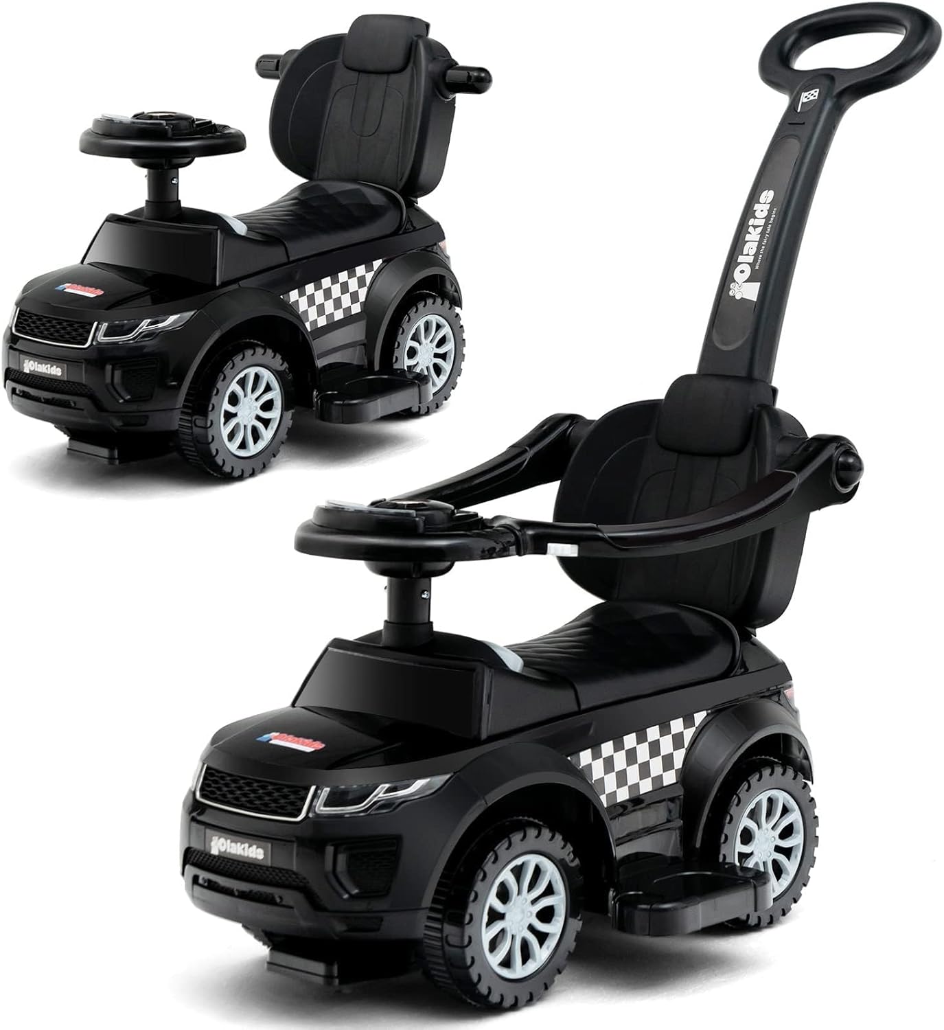 OLAKIDS 4 in 1 Ride on Push Car in dark color