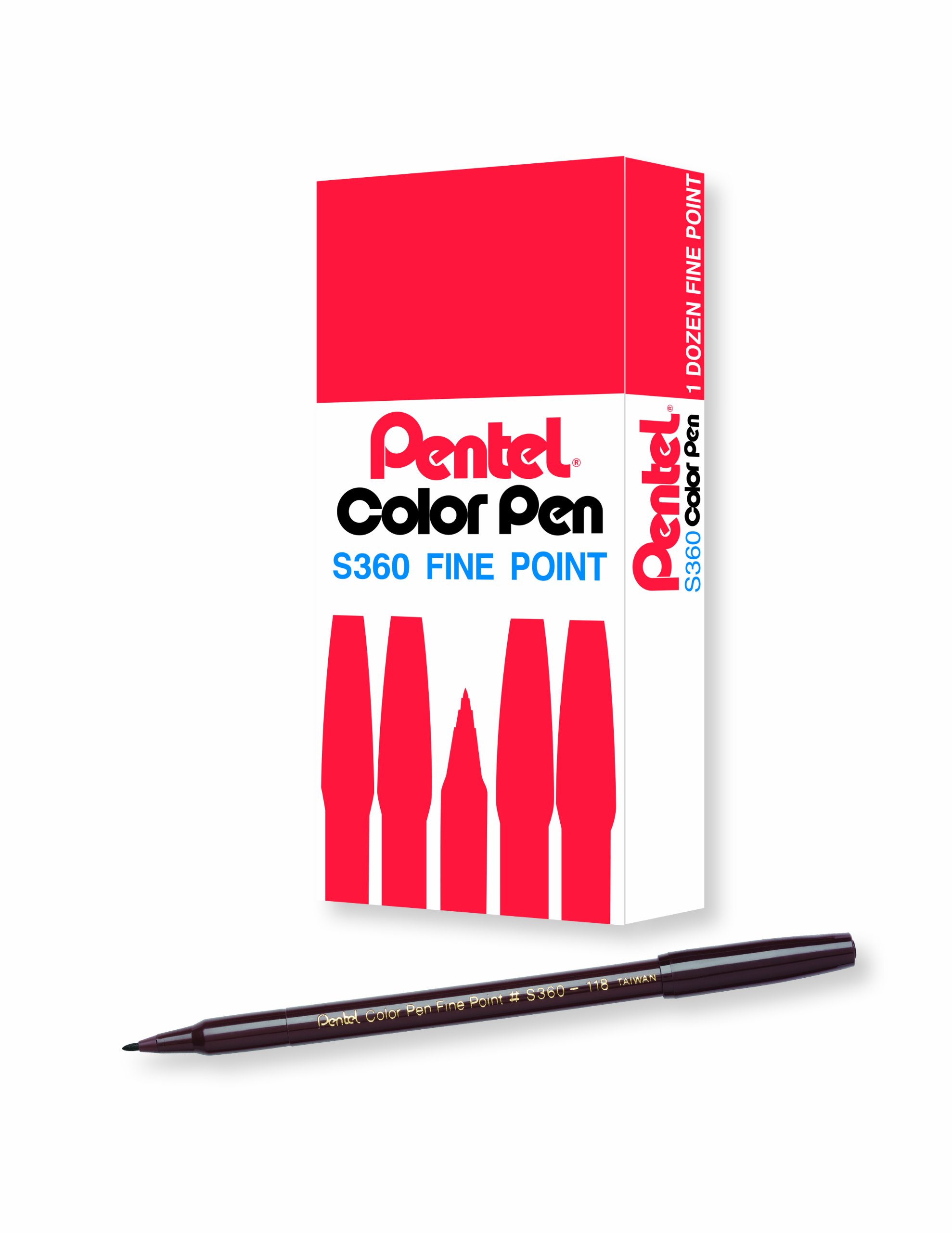 Pentel Arts Color Pen, Dark Brown, Box of 12 (S360-118)