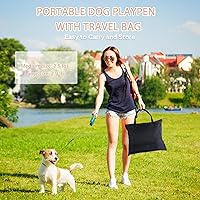 Vista 9 de Corralito para perros con almohadilla impermeable, jaulas portátiles para perros medianos, jaulas para perros de malla transpirable plegable, casa