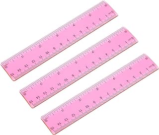Ruler 6 Inch, 3 Pack Ruler Set Plastic Straight Ruler Transparent Measuring Tool Acrylic Clear Ruler for School Office Student(Red)