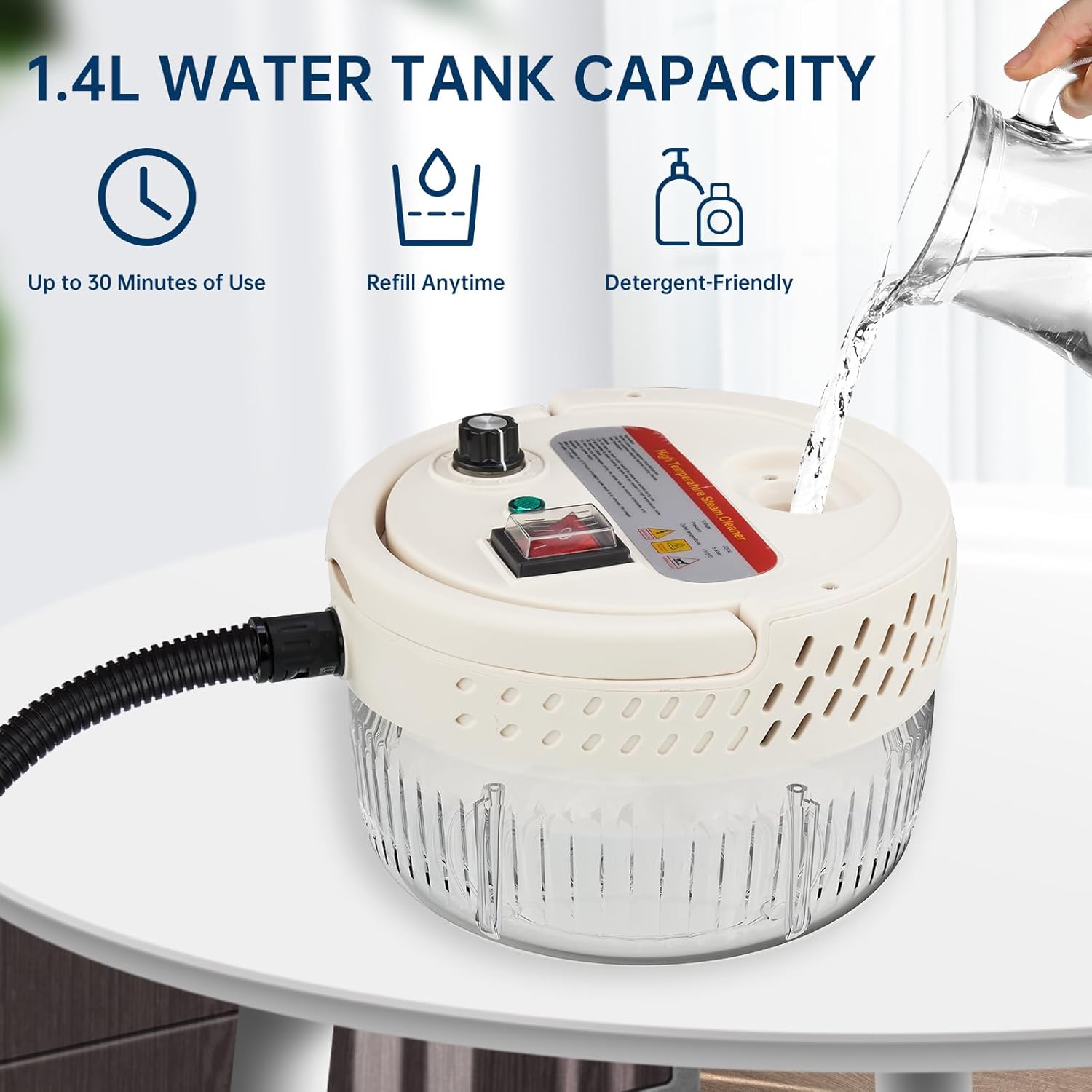 NiHome 2500W Handheld High Pressure Steam Cleaner, Portable High-Temperature Pressurized Steam Cleaner, 1400mL Large Capacity for Cleaning, w/Nozzles & Brushes for Home Kitchen Bathroom Wall Carpets