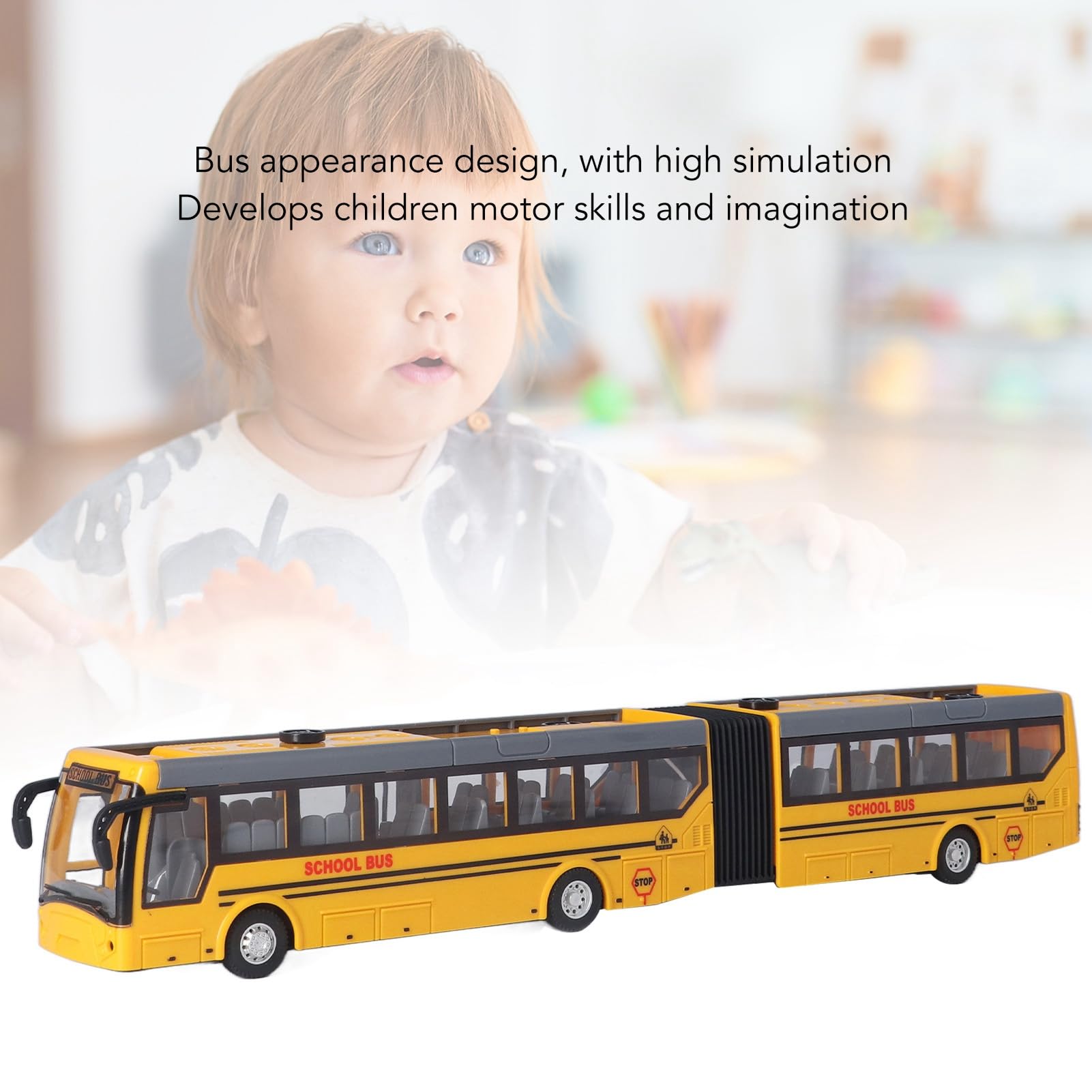 ToyKingdee Camion RC Bus Télécommandé, Haute Simulation Toutes Directions Bus Scolaire Rechargeable RC