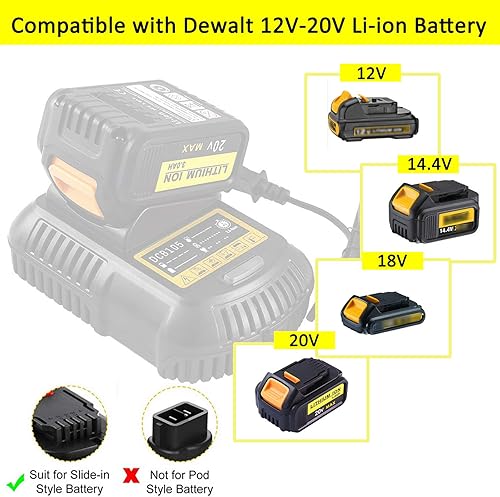 Miniatura 2 de Cargador DCB105 compatible con Dewalt 12V20V batería de litio DCB101 DCB115 DCB107 DCB105 DCB203 DCB204 DCB206 DCB201 DCB120 DCB127