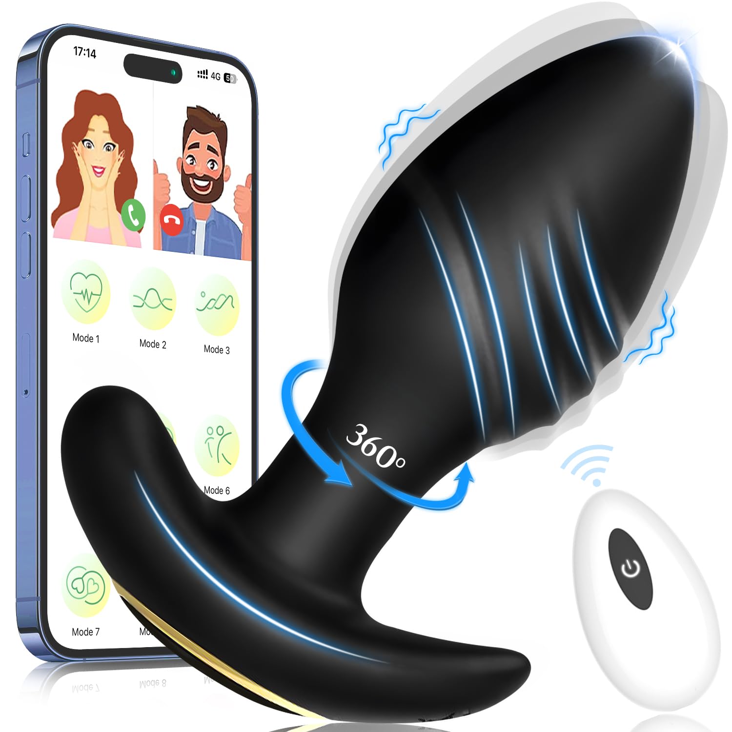Vibratore Anale Sexytoysys Uomo Plug Anale-Dilatatore donna Vibratoreper Donna Professionale Plug Anale Telecomando APP Sexytoysys Coppia Vibratori Plug Analesex Toy Vibratore per Uomo Sex Toys (Nero)