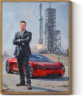 Elon Musk Wall Art Print – Modern Visionary Entrepreneur and SpaceX Innovator – Technology and Automotive Leader Portrait Poster – Unframed Matte Artwork for Office or Studio Walls - 8"L x 10"W