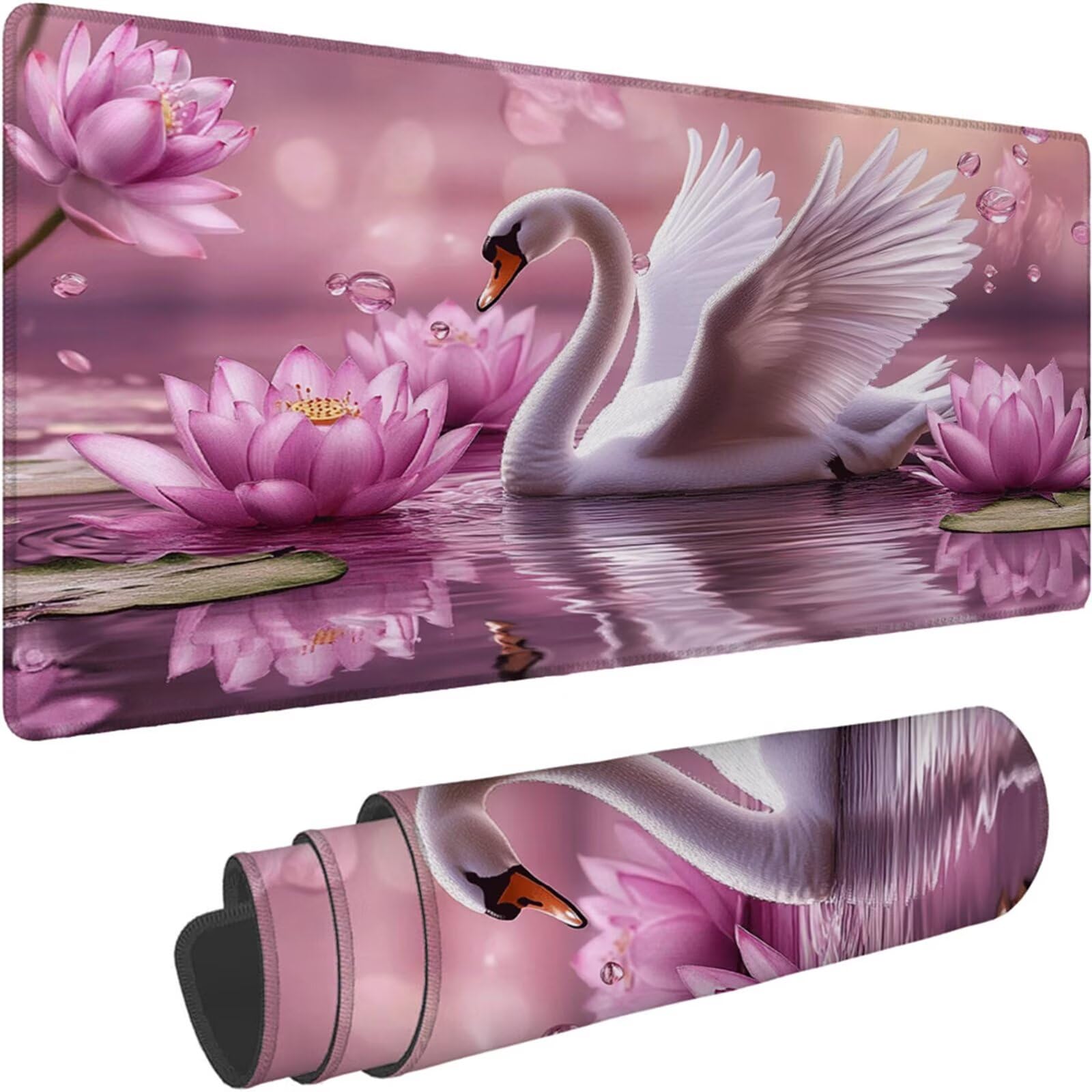 Gamingowa podkładka pod mysz 1200 x 600 x 3 mm, XXL, wodoszczelna, odporna na ścieranie, z przyszytymi krawędziami, różowa, podkładka na biurko, poprawia prędkość i precyzję, do laptopa, komputera