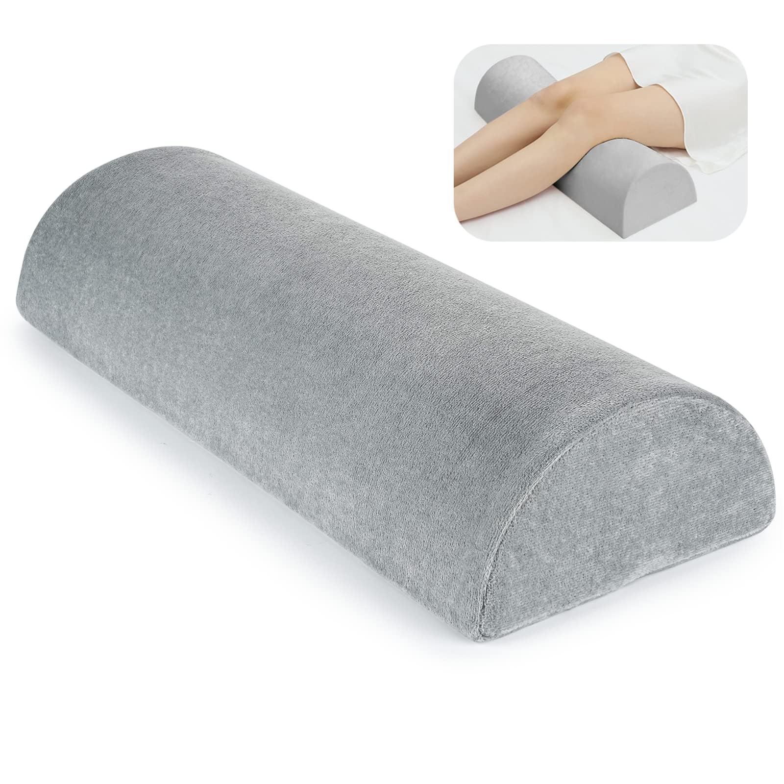 Yuehuamech Almohada ortopédica de espuma viscoelástica de media luna, almohada de elevación de piernas, almohada debajo de la rodilla, almohada para dormir de lado, reposapiés lumbar después de la
