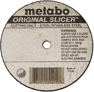 Metabo 3-inch Original Slicer® Wheel | Type 1 | 3" x 1/16" x 3/8" | A60TZ | Aluminum Oxide | Very Fast & Flexible | Steel, Stainless Steel | 655321000