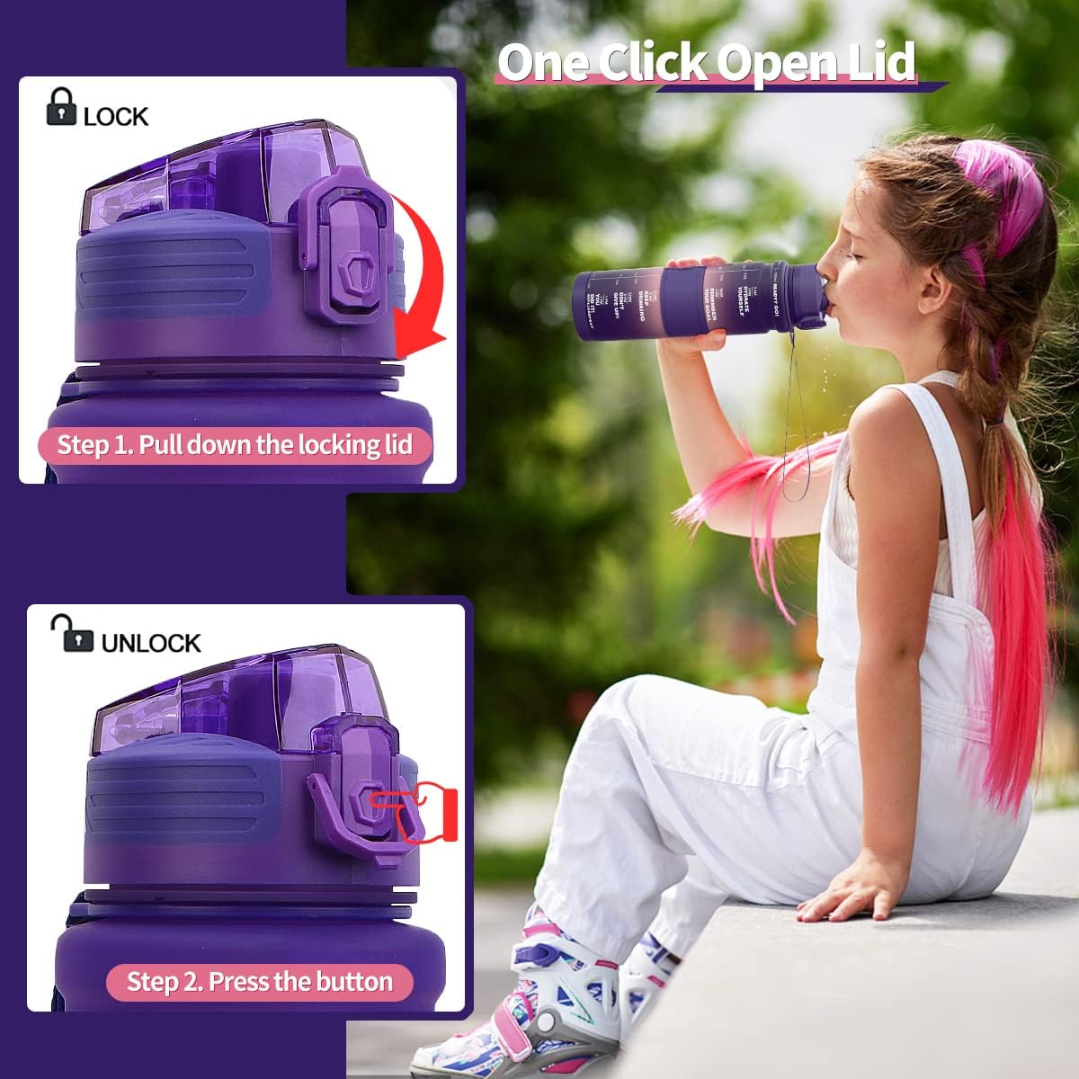 Coolfel 500ml/1l Water Bottles, Motivational Water Bottle with Time Markings - Image 5
