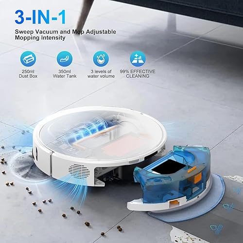 Miniatura 5 de Robot aspirador y trapeador 2025, aspiradora robot de 6600 Pa con vaciado automático de 60 días, limpieza manos libres de 220 minutos, navegación