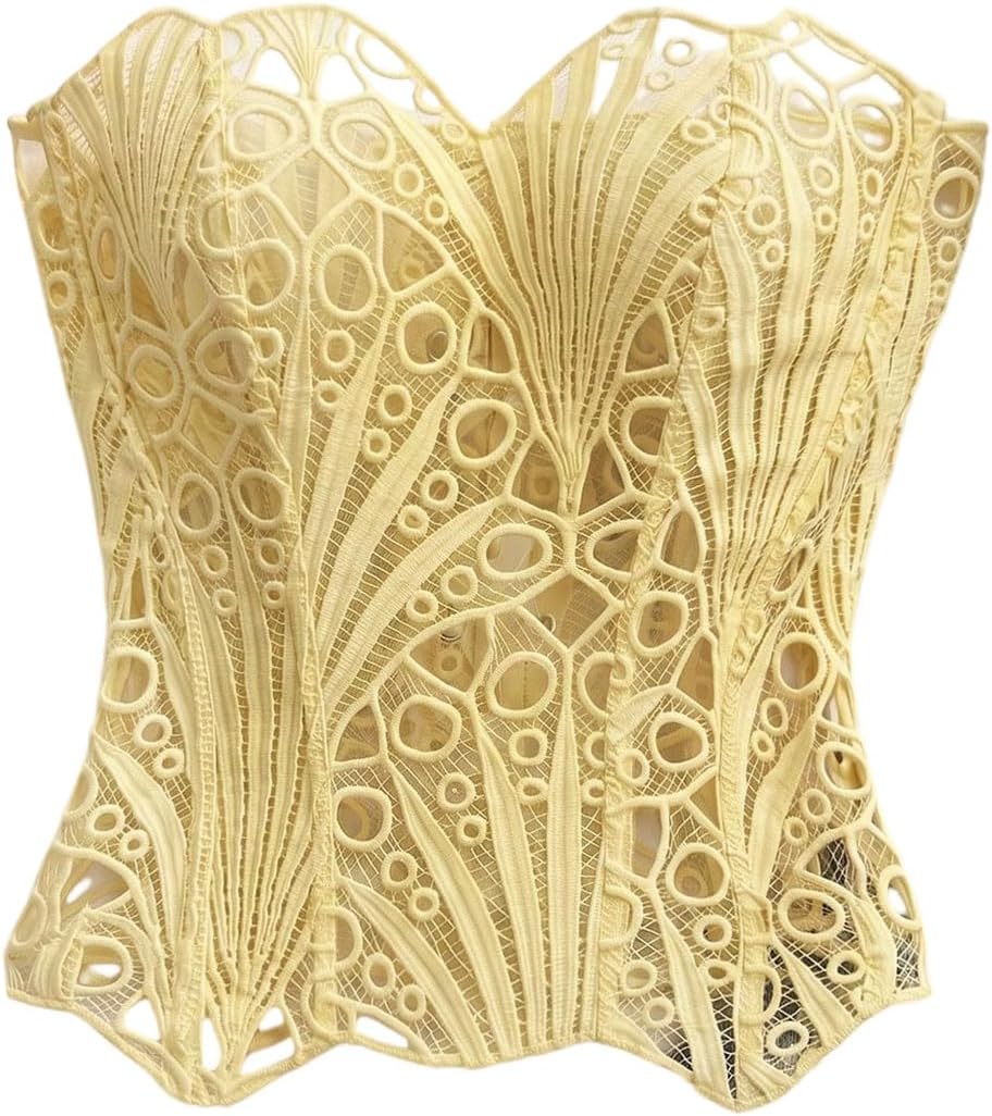 SHENHE Women's Strapless Corset Top Lace Up Embroidered Y2k Going Out Crop