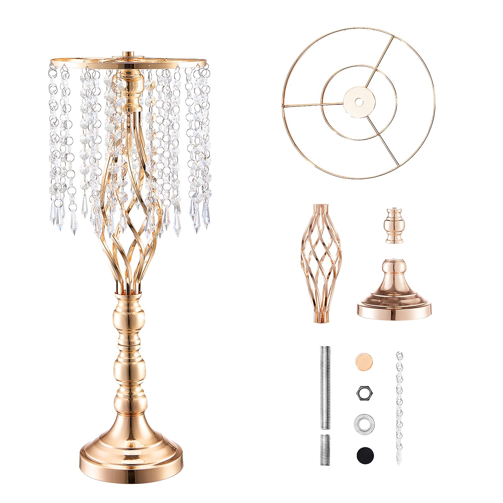 VEVOR Supporto per Fiori da Matrimonio in Cristallo, Alto 55 cm Centrotavola in Metallo per Matrimonio 10 Pezzi, Portafiori Dorati, Espositore Floreale per Tavoli, Cene di Nozze, Cerimonia, Compleanno