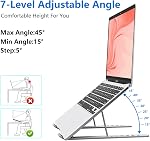 Laptop Stand for Desk, Aluminum Metal MacBook Stand,Computer Riser for Desk, Portable Foldable Adjustable Notebook Holder, Compatible with 10-15.6 Inch Laptops, iPad, Silver.