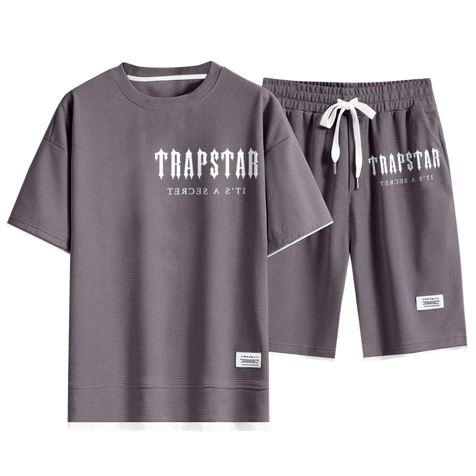 Generic Camiseta Hombre Trapstar Camisetas de Pantalones Cortos Conjunto de Chándal Traje Deportivo de Verano Trapstar Chándal 2 Piezas Manga Corta y Pantalones Cortos Chándal Trapstar Unisex de Verano