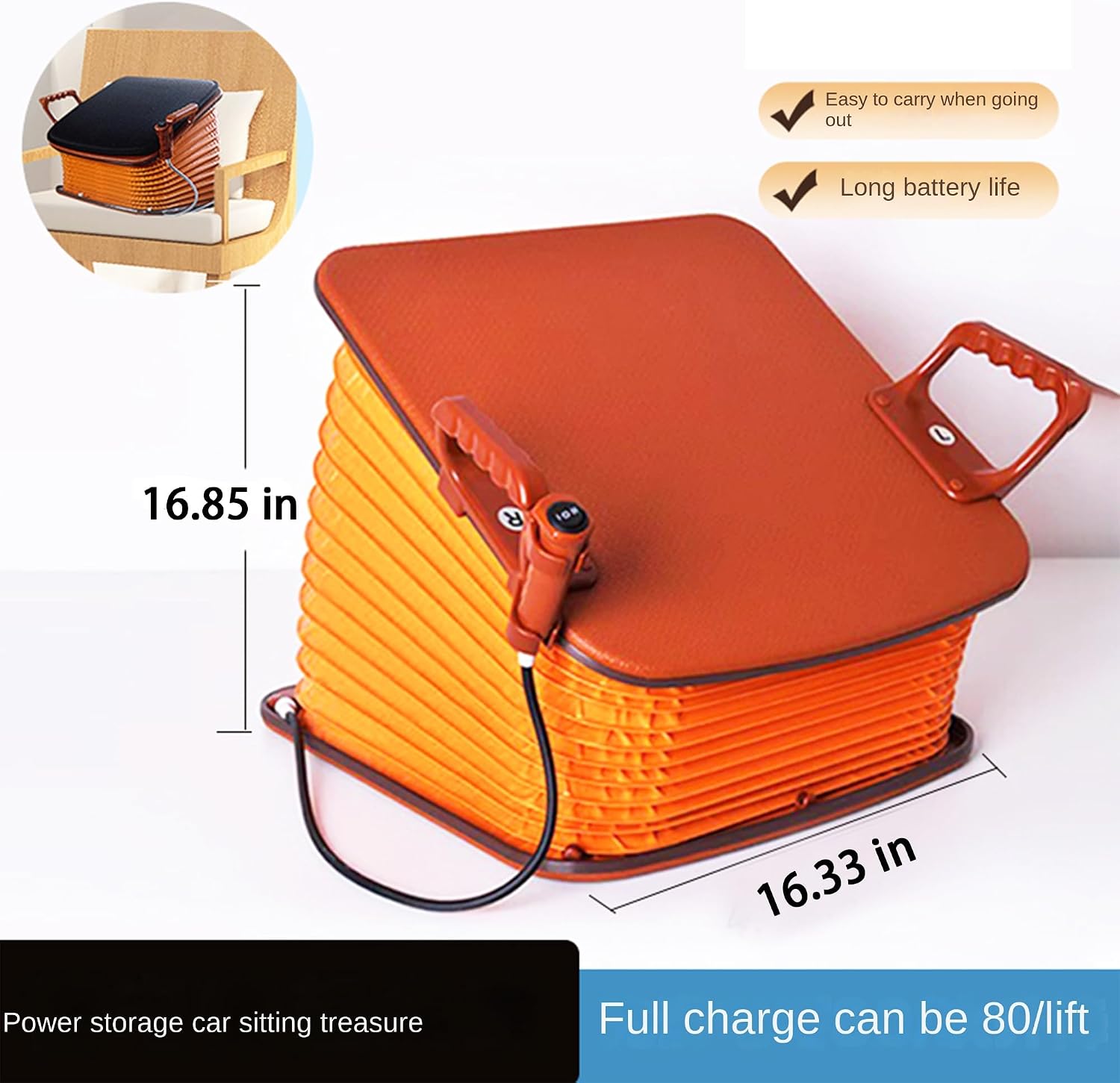 Portable Electric Lifting Seat Assist Cushion - Rechargeable Uplift Seat for Seniors, Disabled & Pregnant: Chair/Sofa Stand Assist with Power Lift, Supports Up to 220lbs Battery-Version