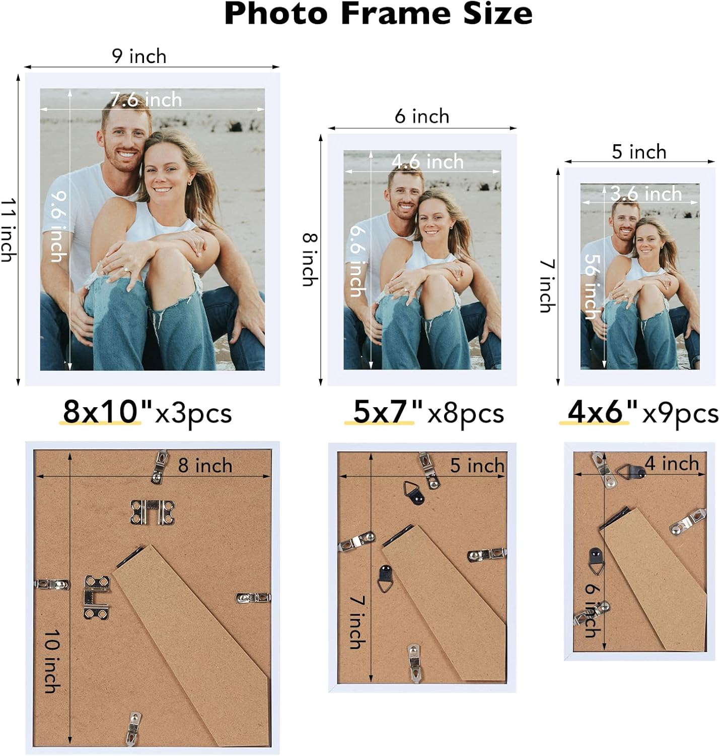 20 Packs Picture Frames Collage Wall Decor for Wall Hanging or Tabletop Display, Gallery Wall Frame Set for Family, Multi Sizes Photo Frames Collage Including 3Pcs 8x10, 8Pcs 5x7, 9Pcs 4x6, White