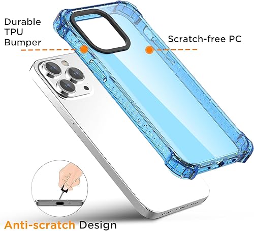 Miniatura 5 de AICase Funda Bounce compatible con iPhone 14 Pro Max, color azul transparente, a prueba de impactos, a prueba de golpes, linda funda protectora para