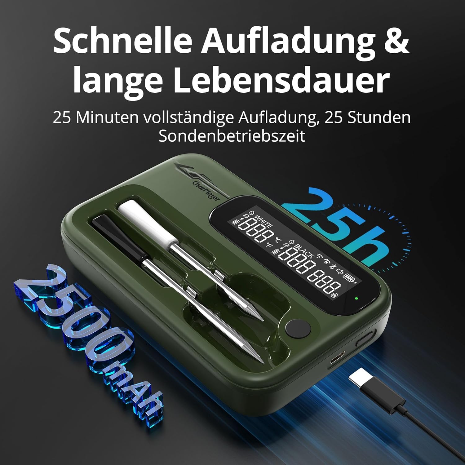 Fleischthermometer Kabelloses mit WLAN 5G und Bluetooth(2 sonden)