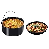 2 pcs/set Universal Accessories, Pizza Pan and Cake Barrel, Nonstick, Fits Most 3 qt Air Fryers & Ovens