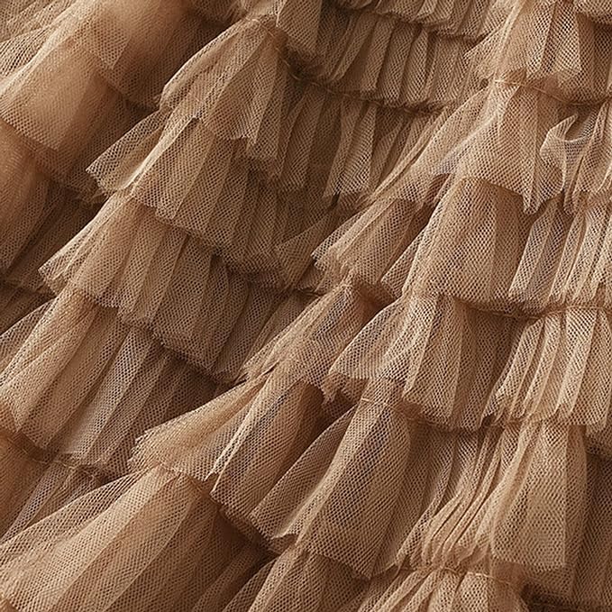 Womens One Size Skirt Mesh Layered Hem Fluffy Multilayer Tiered Puffy Ruffles Tulle (Midi Pink)3