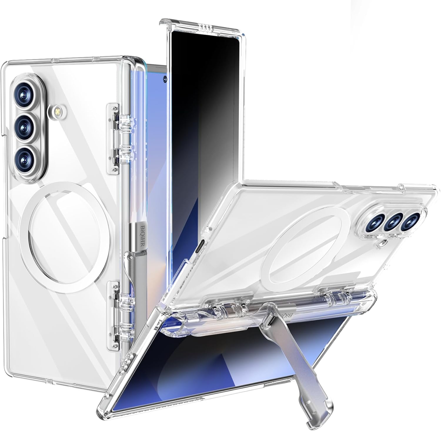 for Samsung Galaxy Z Fold7 Case, [Compatible with Magsafe], [Invisible Kickstand & Privacy Screen Protector], Anti-Yellowing Protective Phone Case for Samsung Galaxy Z Fold 7, Privacy Clear