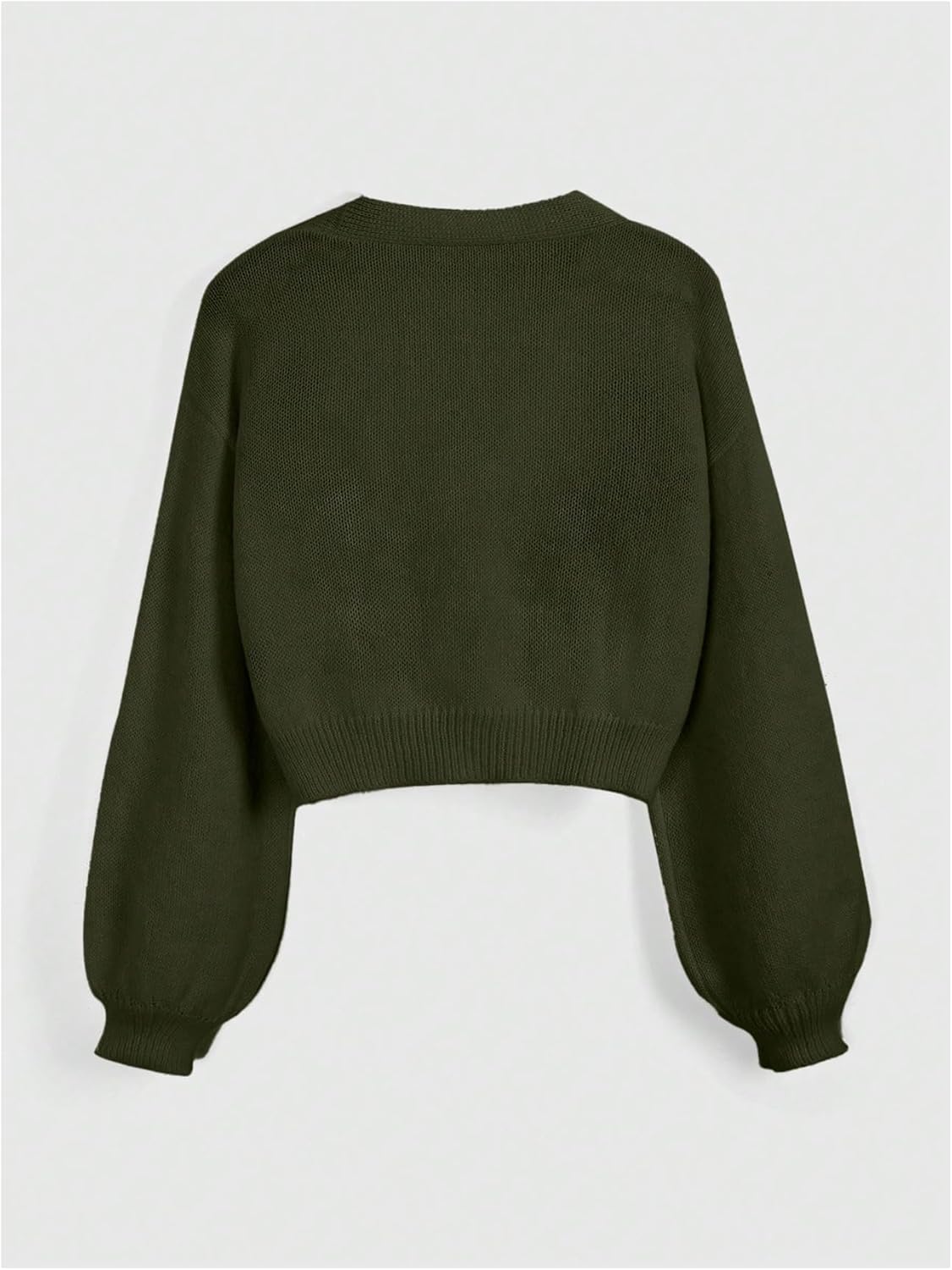 GORGLITTER Women's V Neck Floral Embroidered Cardigan Sweaters Lantern Sleeve Button Down Cropped Cardigan - Image 2