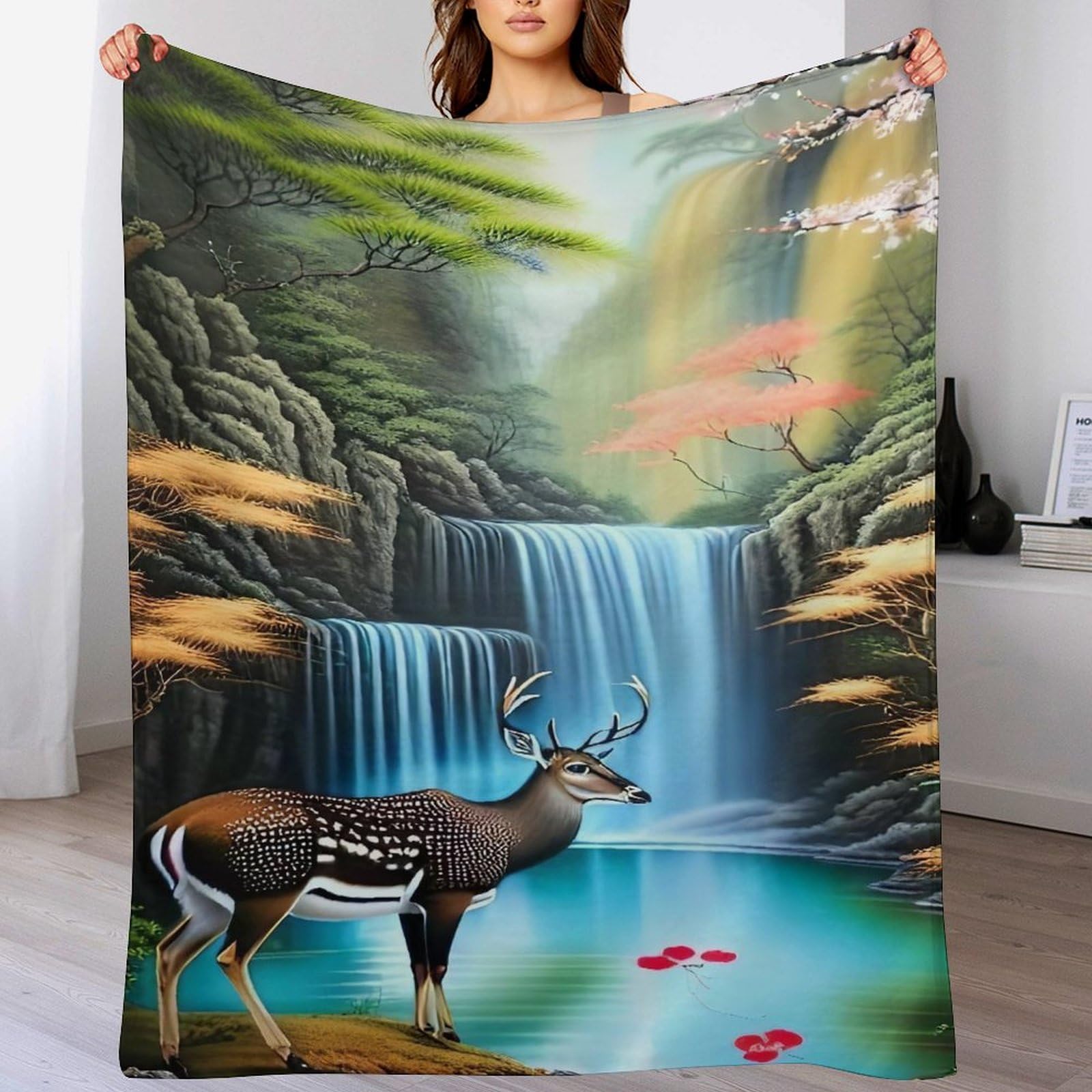 Couverture cerf polaire de flannel douce et chaude, finitions haut de gamme