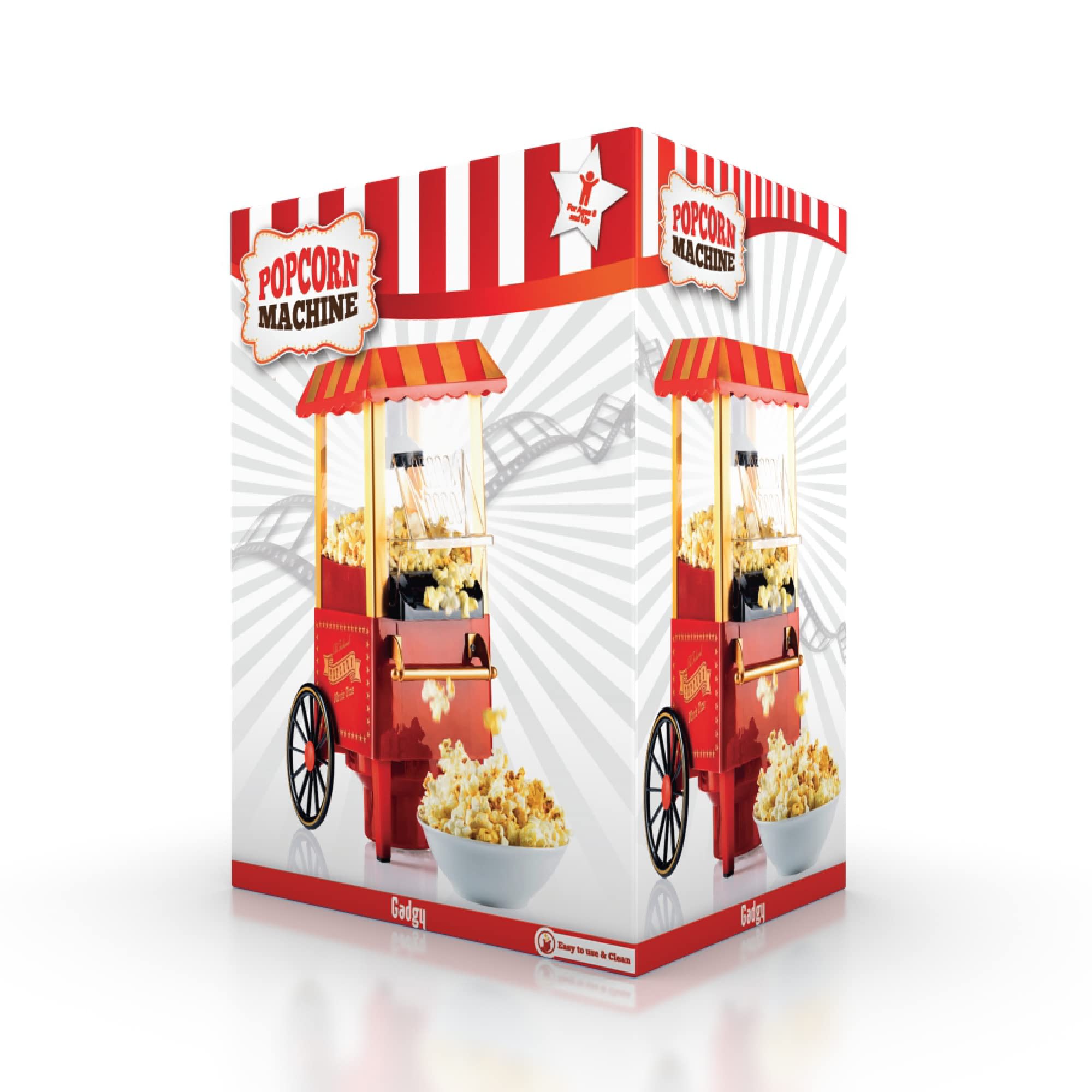 Gadgy Popcornmaschine Heißluft - Retro Popcorn Maker - Popcorn Maschine für Fettfreies Ölfreies Pop Corn - Gesunder Mais Snack - Popkorn Maschine Rot
