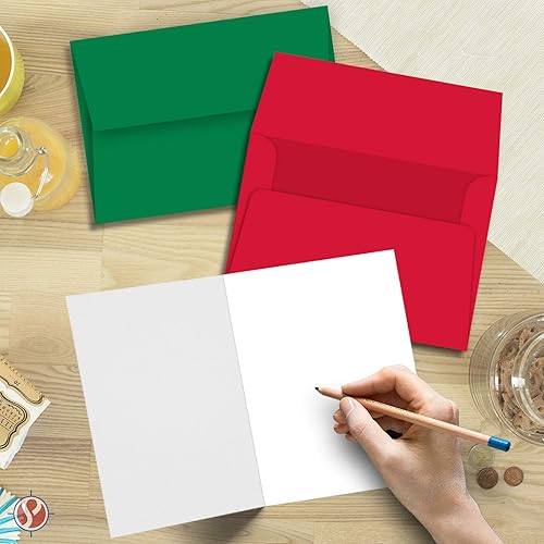 Miniatura 3 de Juego de tarjetas de felicitación de Navidad 2024, 50 tarjetas plegables blancas en blanco, 5 x 7 pulgadas cuando están plegadas, sobres A7 de color
