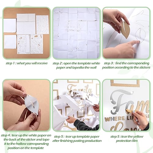 Miniatura 7 de Yalikop Decoración de pared de árbol genealógico 3D, calcomanías de espejo de árbol genealógico, marco de fotos, acrílico, extraíble, arte de pared