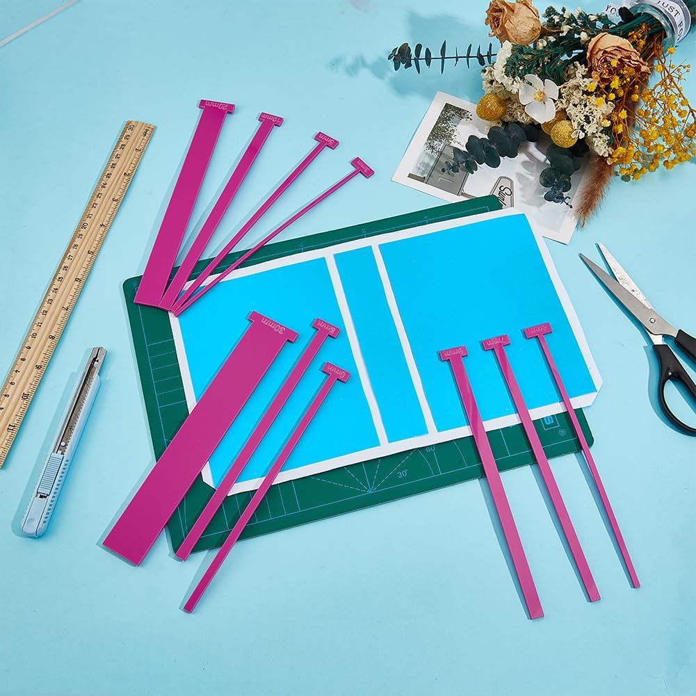 BENECREAT 10pcs Acrylic Bookbinding Spacer Tools Handmade Tools Bookbinding Supplies, Pink T Shape Straight Edge for Making Books with Double Cover Structure, Album Cover
