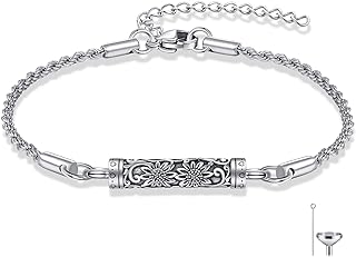 ONEFINITY Urn Bracelet For Ashes 925 Sterling Silver Bar Cremation Jewelry For Ashes Keepsake