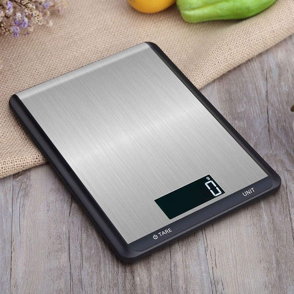 Báscula de cocina para alimentos, gramos y onzas digitales para pérdida de peso, hornear, cocinar, keto y preparación de comidas, acero inoxidable 304