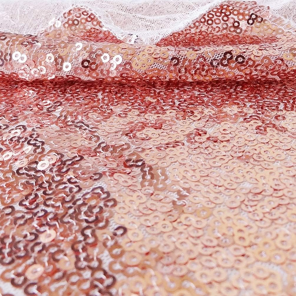 2pcs Rose Gold Sequin Table Runners,12 X 108 Inch Glitter Rose Gold Table Runner for Wedding Birthday Bachelorette Baby Shower Party Supplies