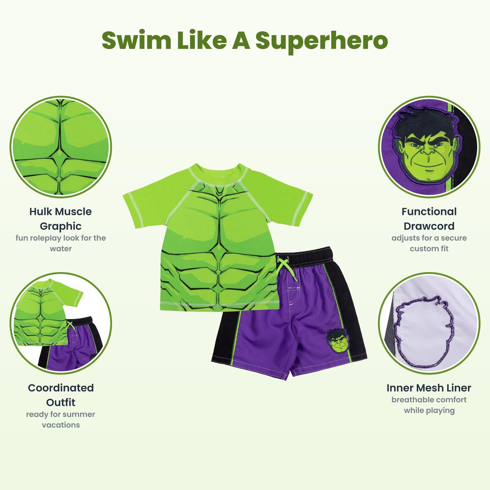 Marvel Avengers Spiderman Toddler Boys Costume Rash Guard Swim Trunks Set Red/Blue