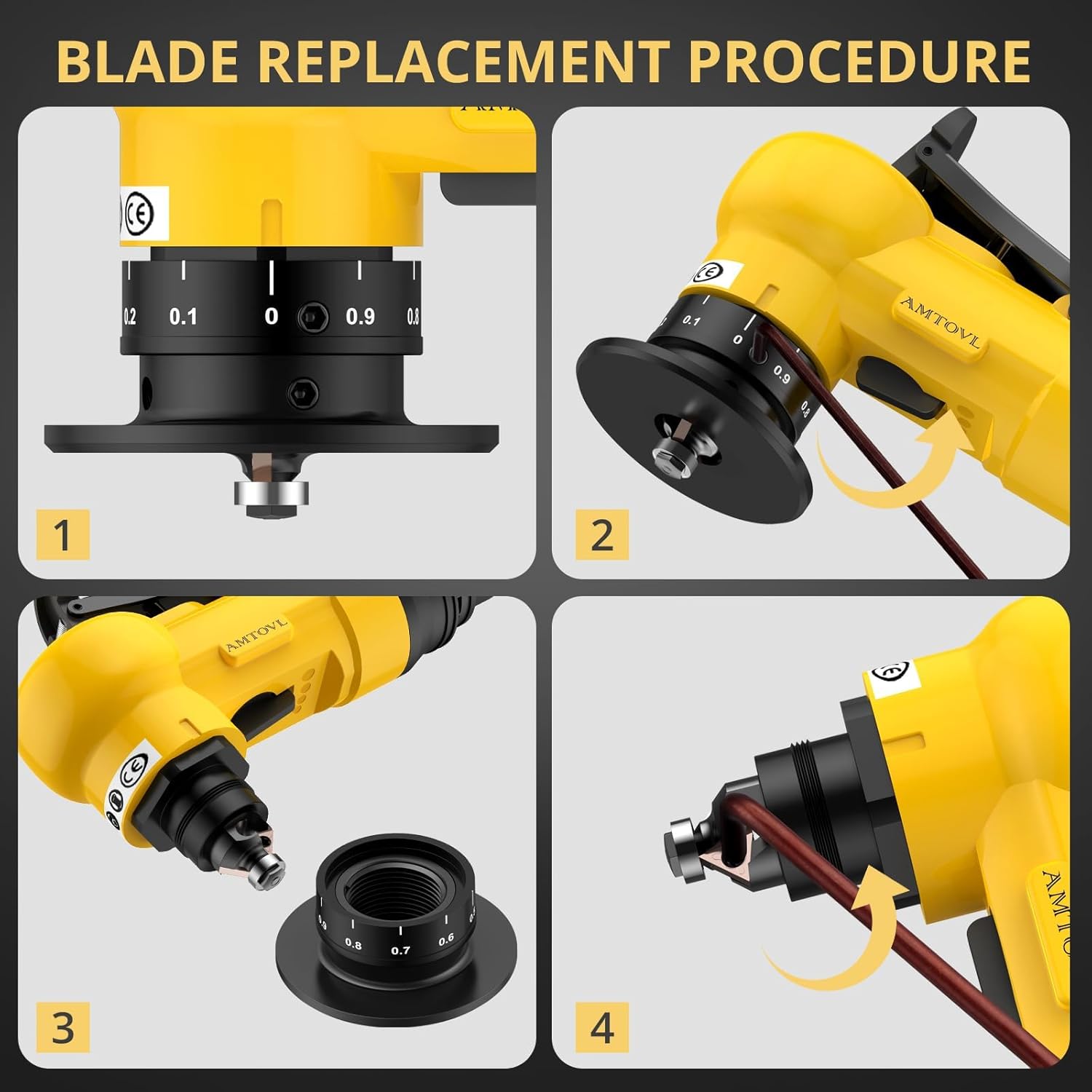 AMTOVL Pneumatic Chamfering Tool - Mini Air Chamfer Tool with 10 C-Angle & 10 R-Angle Blades, 45° 30000 RPM Chamfering Tool for Metal and Wood with 1/4" Air Inlet