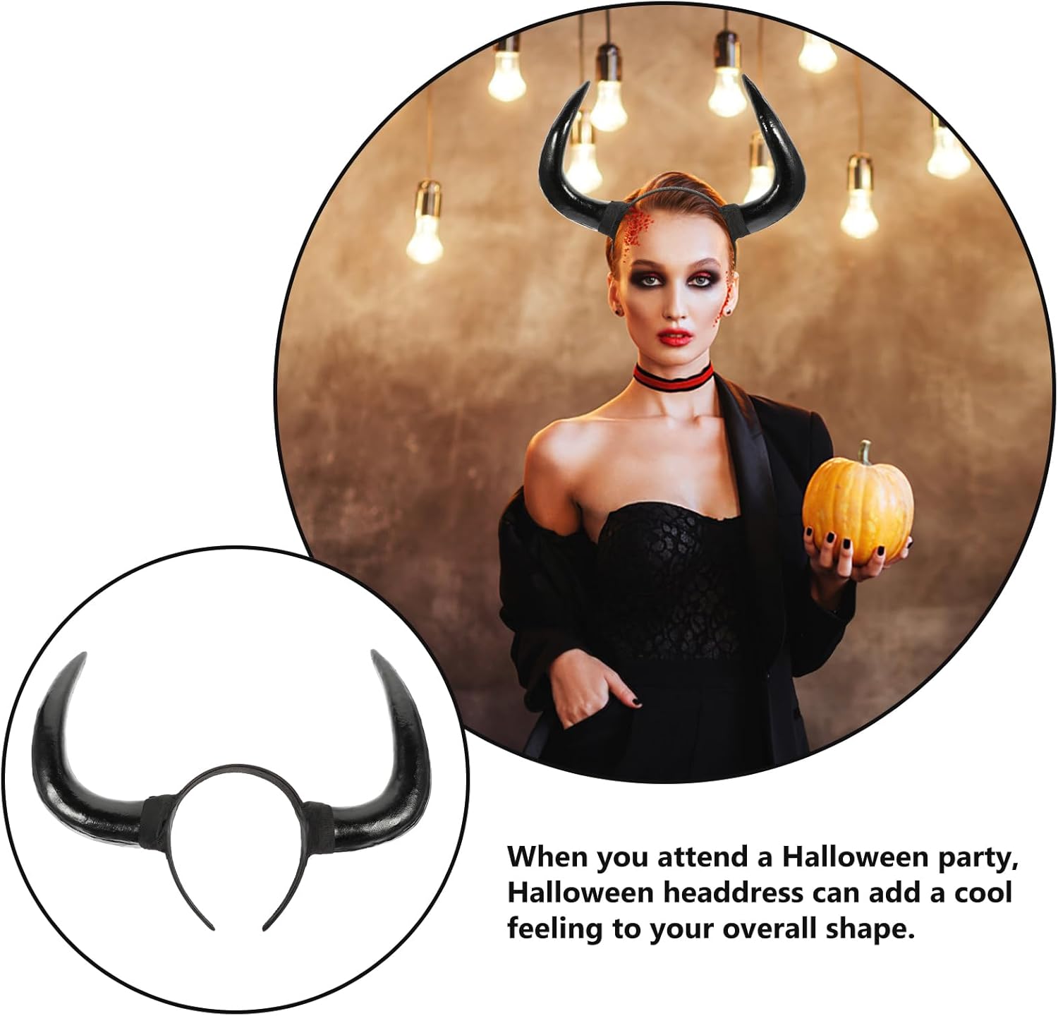 Horn Headband, Black Devil Ox Horn Headband in Plastic Material, Halloween Cosplay Costume Party Headpiece for Girls, Women, and Men - Image 9