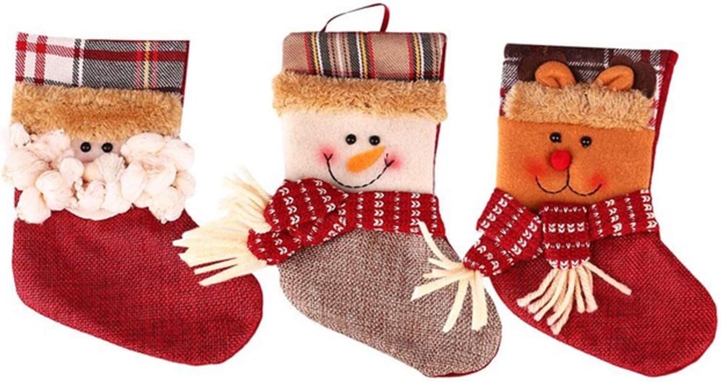 Ehoomely 4 Pcs Set Xmas Stockings- Classic Christmas Stockings 15" Height Cute Santa's Toys Stockings (3 Pack Xmas Socks)