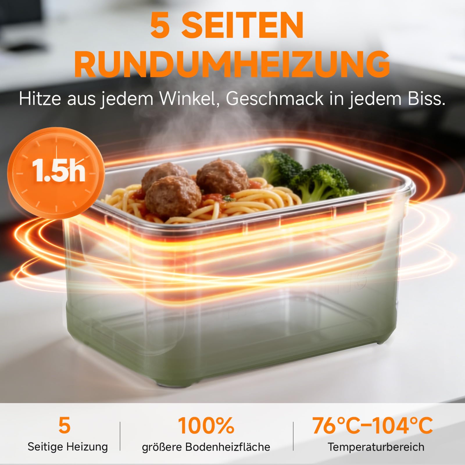 AMZCHEF Elektrische Lunchbox 27000mAh Akku für Arbeiter, Fahrer