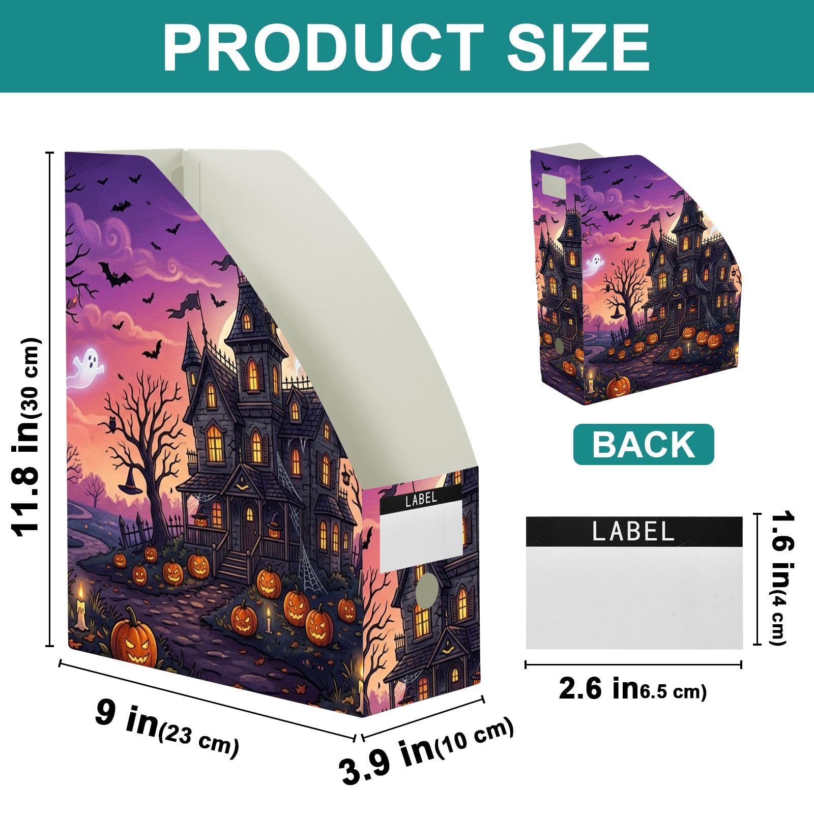 Cartella portadocumenti viola per Halloween, resistente all'acqua