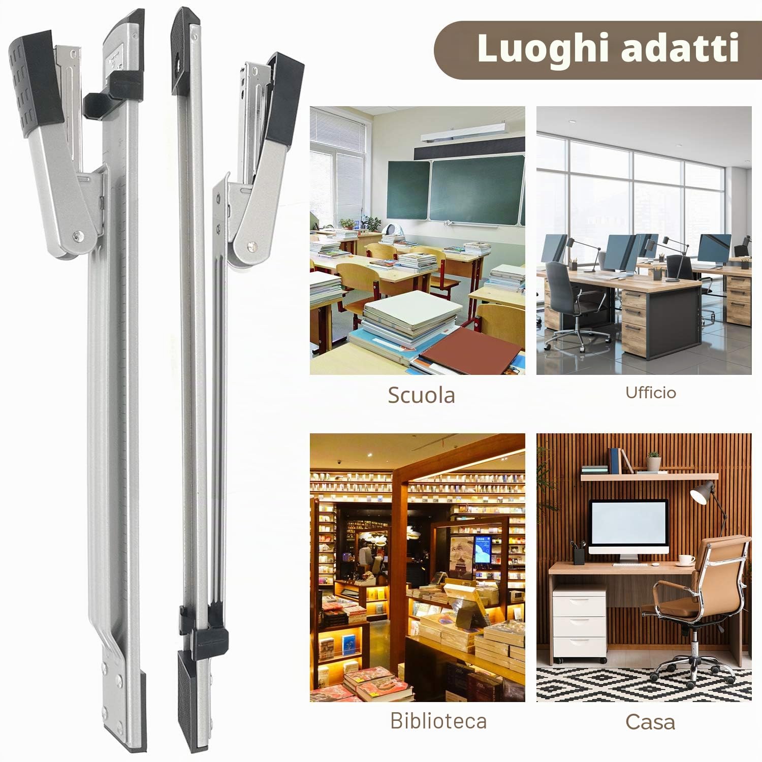 Cucitrice a braccio lungo, Cucitrice a maniche lunghe, spillatrice a braccio lungo, cucitrici, capacità 25 fogli, strumento ideale per rilegare documenti brochure