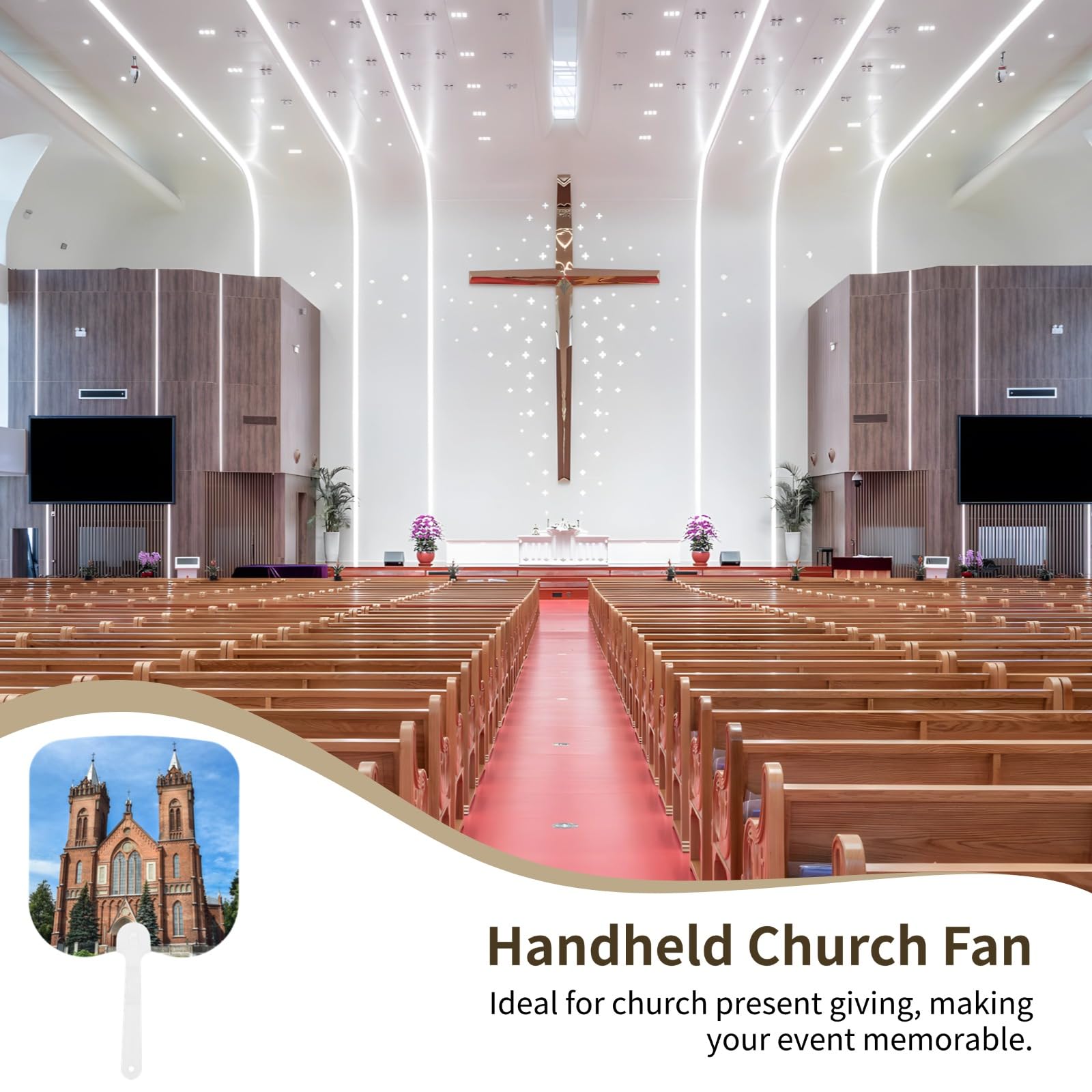 Epicover 30 Pcs Handheld Church Fans, White Double-Sided Sublimation Fan, Blank Paddle Fans with Handles, Plastic DIY Hand Fans for Church, Wedding, Party, Advertisement, 6.7×7.1in