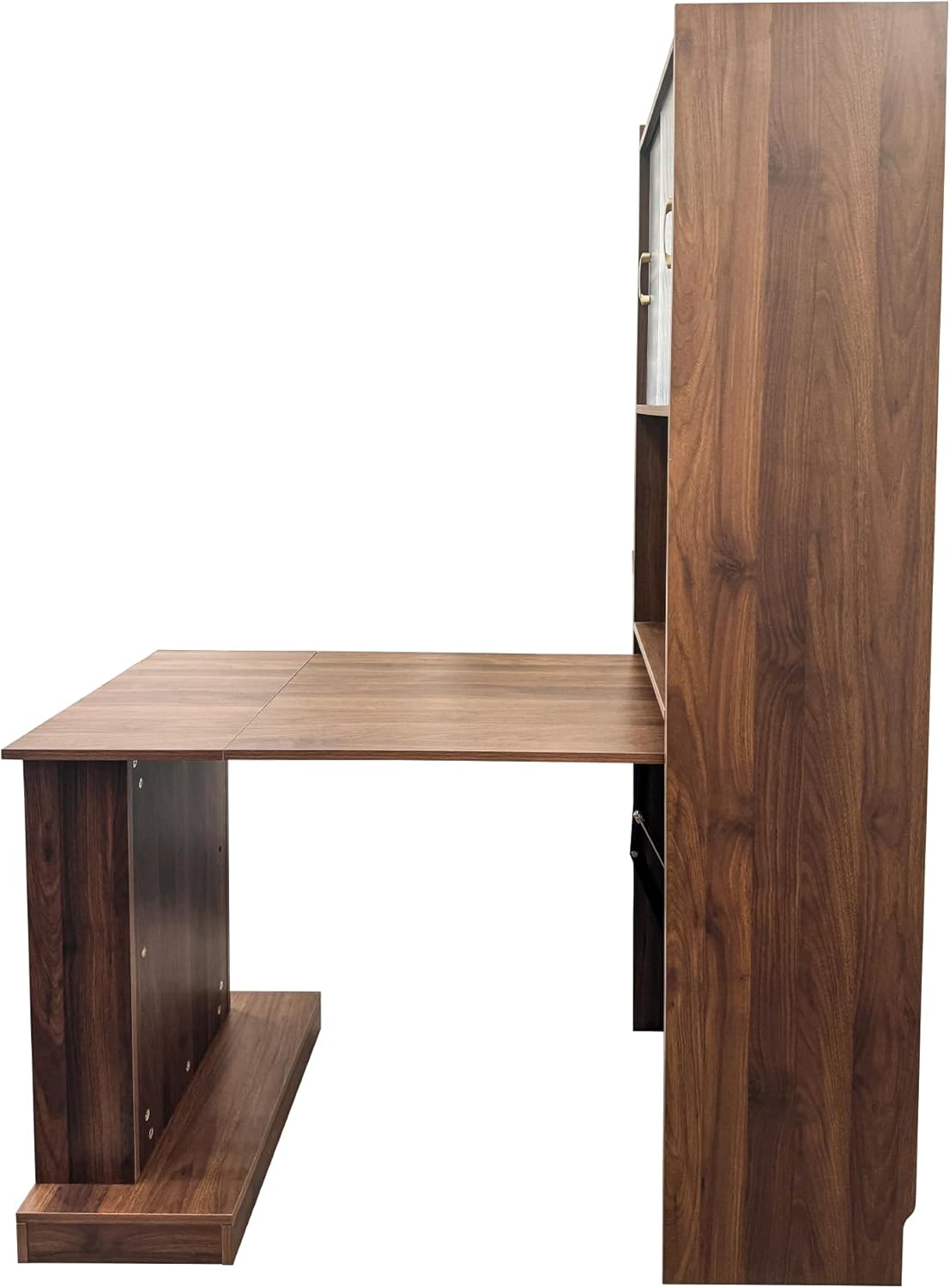 Merax Home Office Desk, Foldable Desk with Storage Bookcase, Computer Desk for Small Spaces, Writing Table Workstation for Study Living