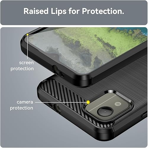 Miniatura 2 de Funda para Nokia C110, Nokia C110 con protectores de pantalla HD, fibra de carbono a prueba de golpes, resistente protección de poliuretano