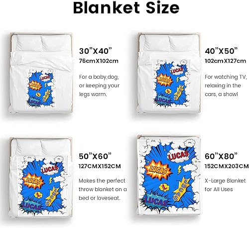 Miniatura 8 de QSANQEN Manta personalizada para regalo conmemorativo con texto, estilo superhéroe, manta personalizada con patrón de manta