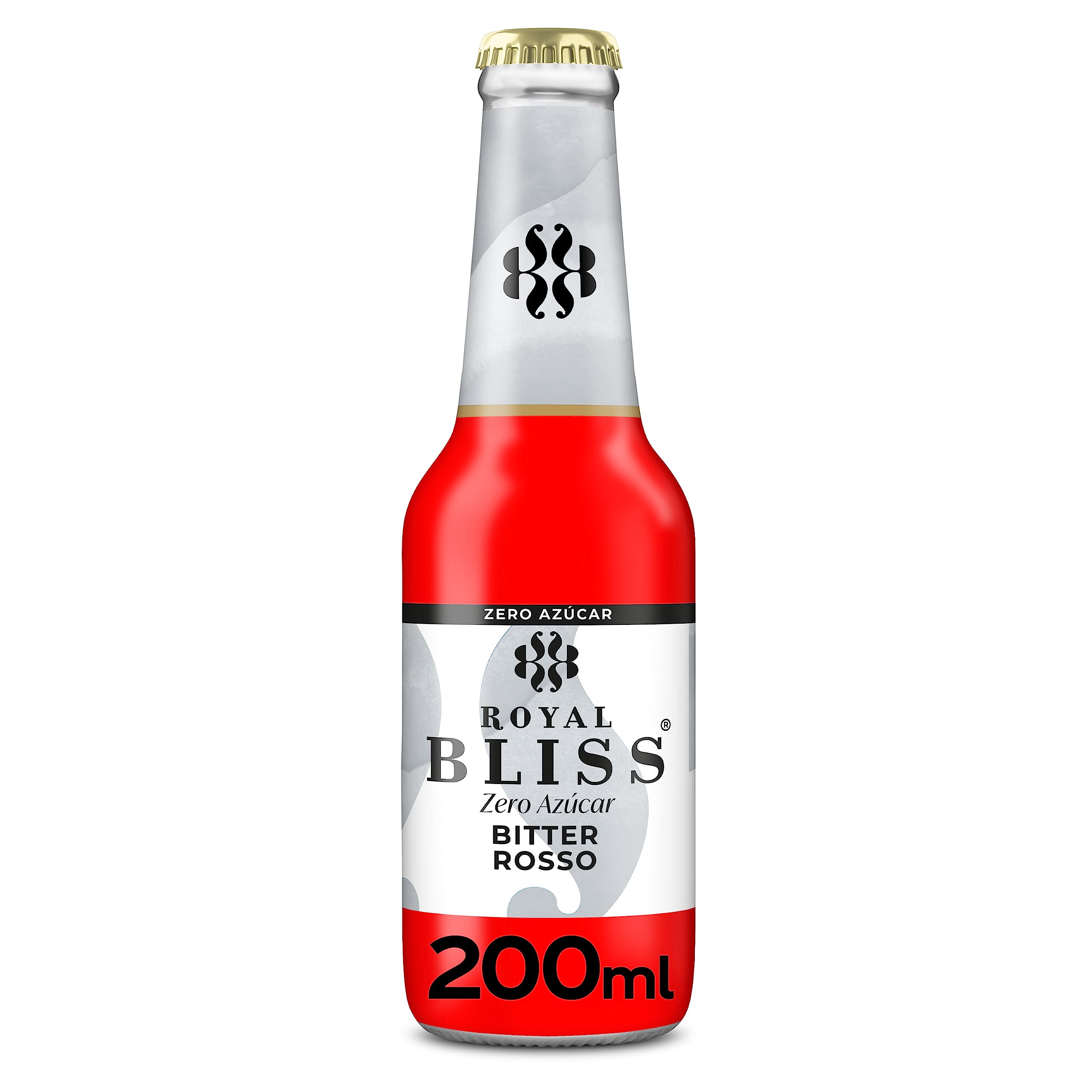 Royal Bliss Bitter Rosso Zero Azúcar, Tónica Aromatizada y Refrescante - Pack de 24 Botellas de vidrio 200 ml