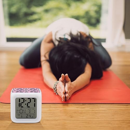 Miniatura 7 de Digital Alarm Clocks for Bedrooms - Retro Camera Pink Print Cute Small Led Nightstand Digital Clock for Classroom College Dorm with 7 Color Night