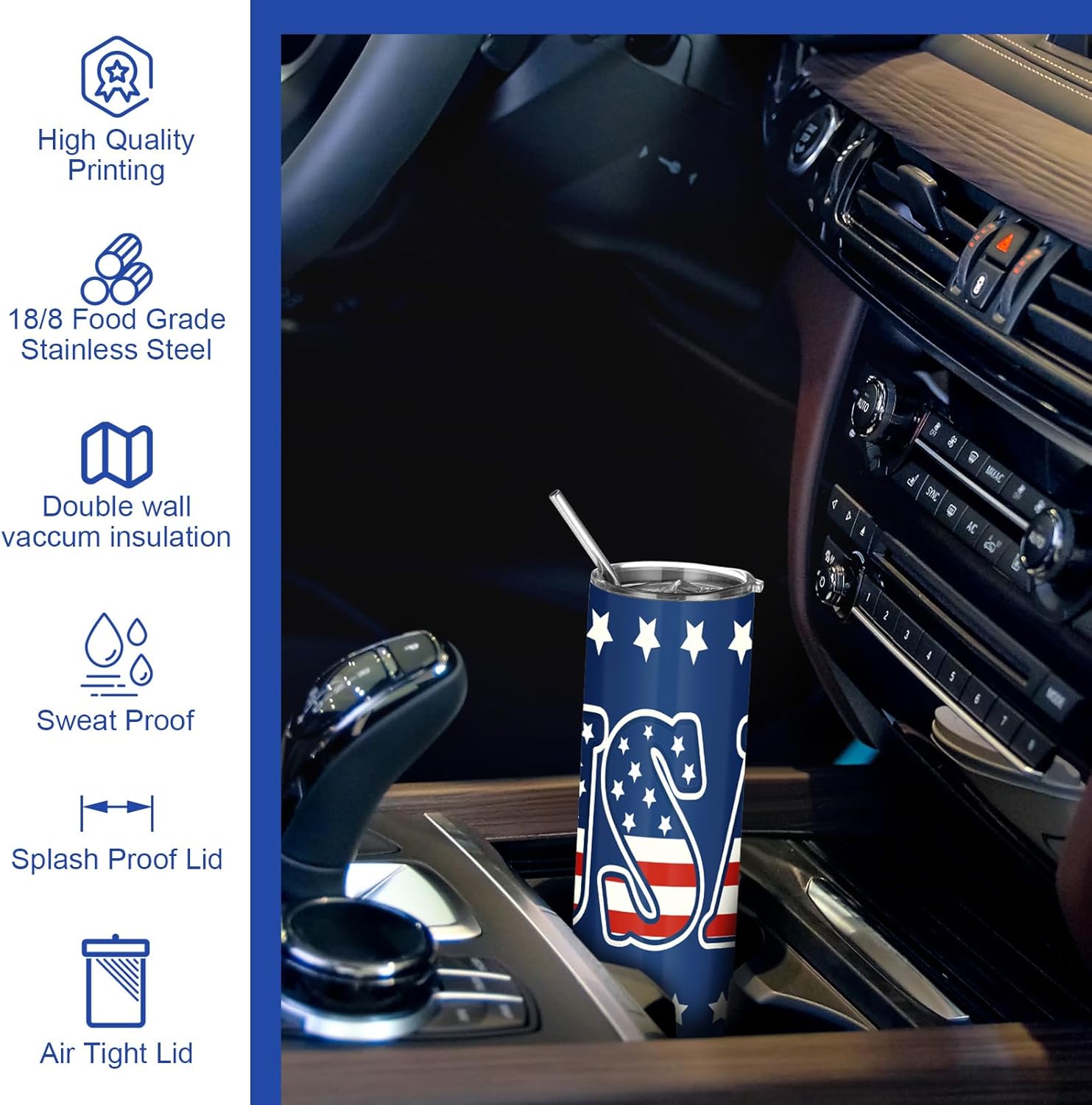 Didaey 12 Pcs 250 Anniversary American Flag Tumblers 20 oz Stainless Steel Insulated Water Tumbler Vacuum Travel Mug with Lid Straw Brush Independence Day Patriotic 4th of July Gifts for Men Women