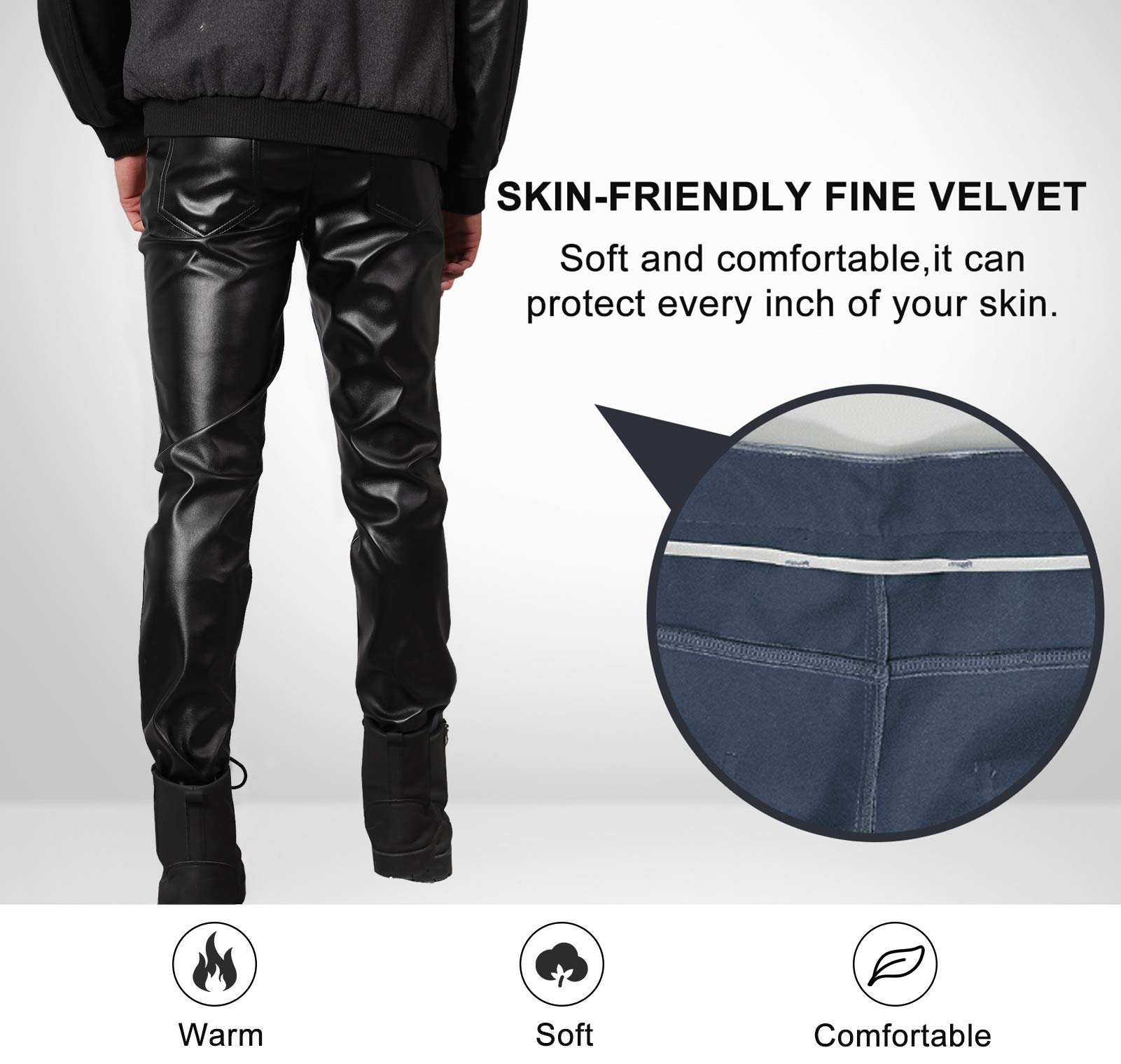 Panegy Herren Kunstleder Hosen Slim Fit Lange Hosen Stretch Enge Bleistift Hose für Nachtclub Bühnenshow Kostüm Cosplay